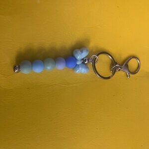 Blue Beaded Keychain with Butterfly Charm